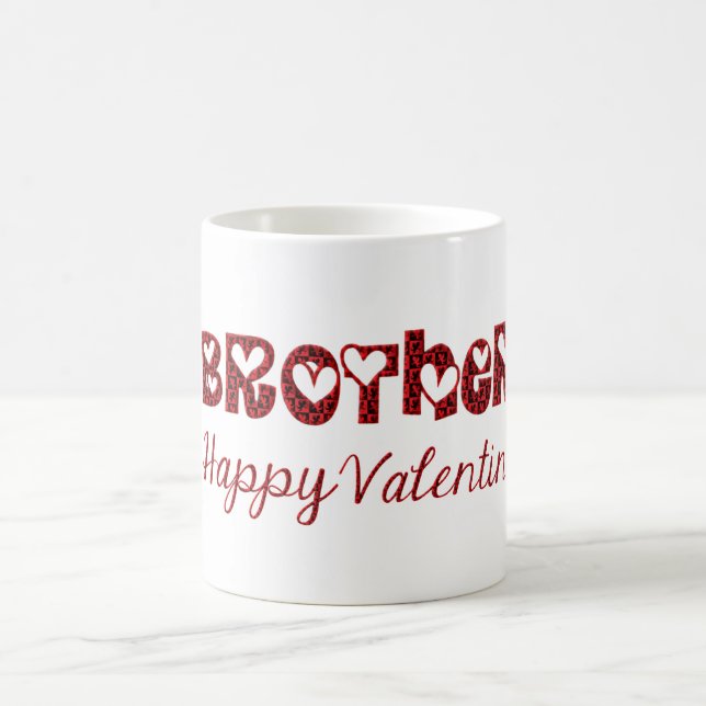 Brother Happy Valentine Niedlich Cupid Typografie Tasse (Mittel)