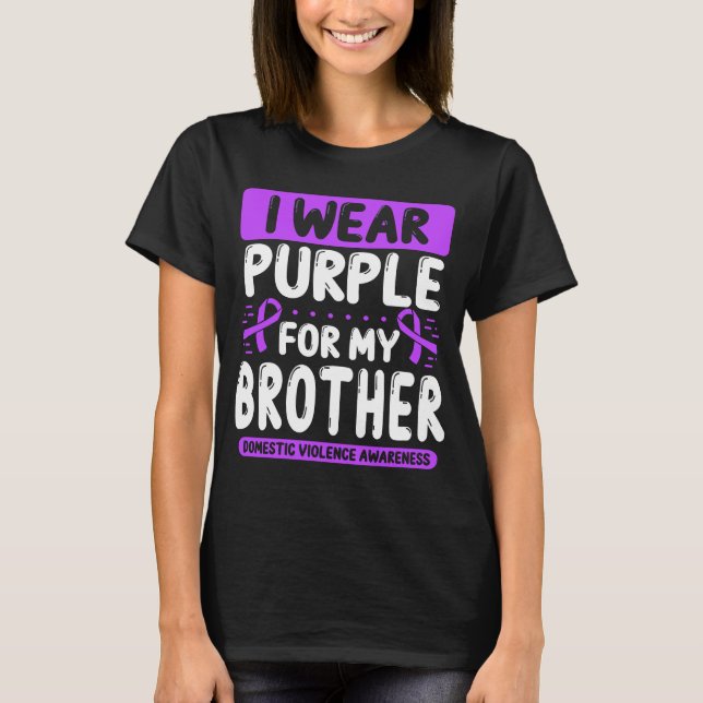 Brother Lila Ribbon Gewalt Bewusstsein T-Shirt (Vorderseite)