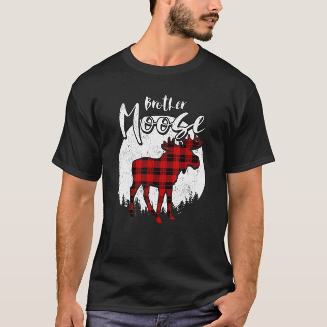 Brother Moose Red Kariert Buffalo Matching Family  T-Shirt (Vorderseite)