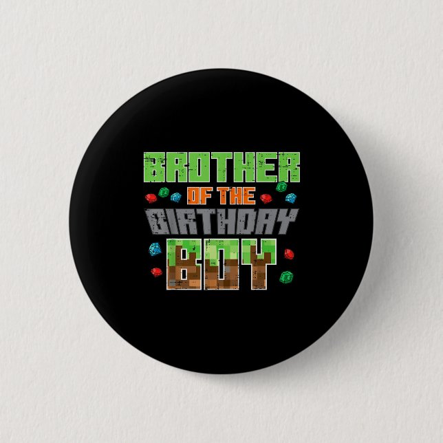 Brother Of Birthday Boy Xel Gamer Bday Party Boys  Button (Vorderseite)
