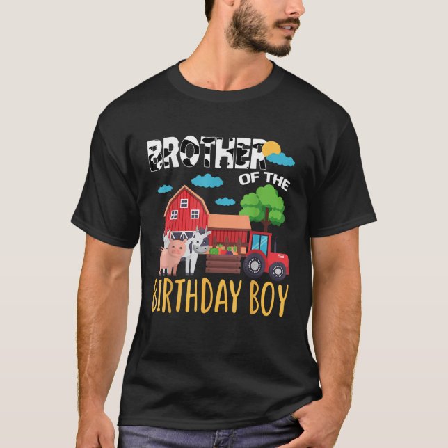 Brother Of The Birthday Boy Farm Animal Barnyard M T-Shirt (Vorderseite)