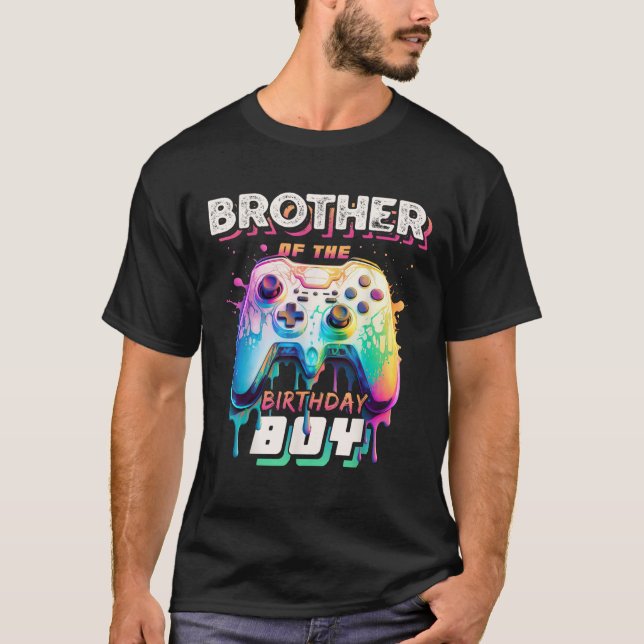 Brother of the Birthday Boy Matching Family Video  T-Shirt (Vorderseite)