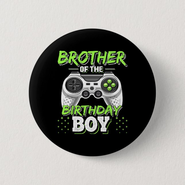 Brother Of The Birthday Boy Matching Video Game Bi Button (Vorderseite)