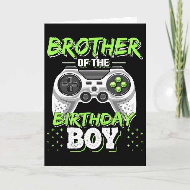 Brother Of The Birthday Boy Matching Video Game Bi Karte (Vorderseite)