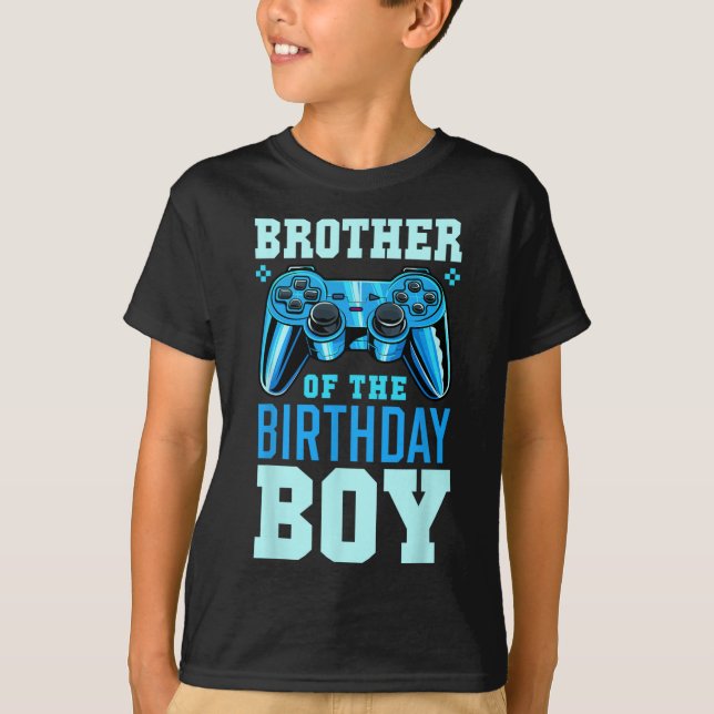 Brother Of The Birthday Boy Matching Video Gamer B T-Shirt (Vorderseite)