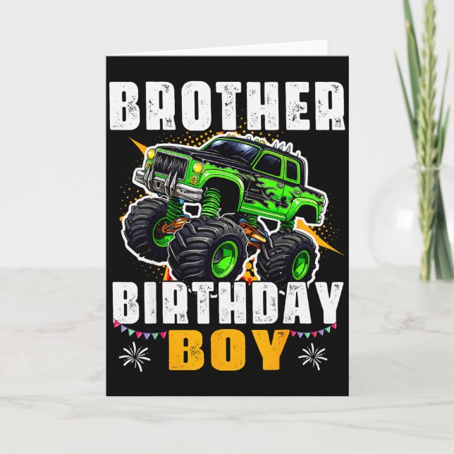 Brother Of The Birthday Boy Monster Truck Family M Karte (Vorderseite)