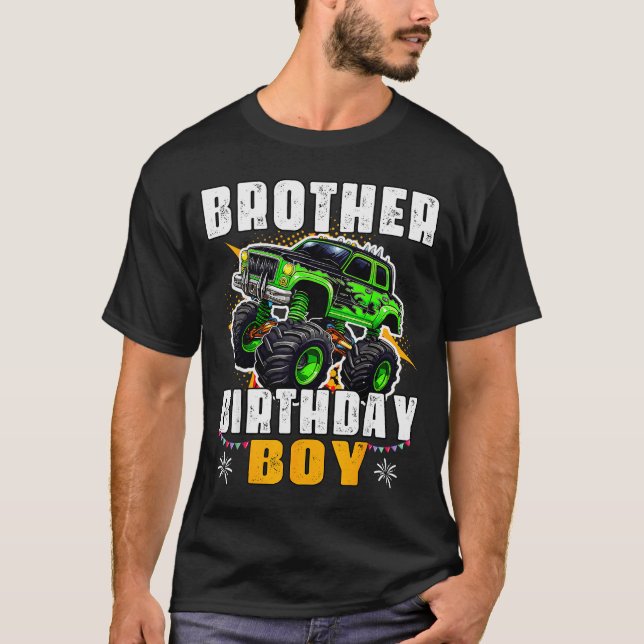 Brother Of The Birthday Boy Monster Truck Family M T-Shirt (Vorderseite)