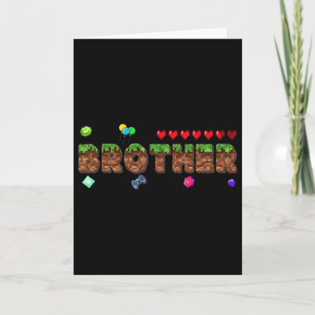 Brother Of The Birthday Boy Pixel Game Matching Fa Karte (Vorderseite)
