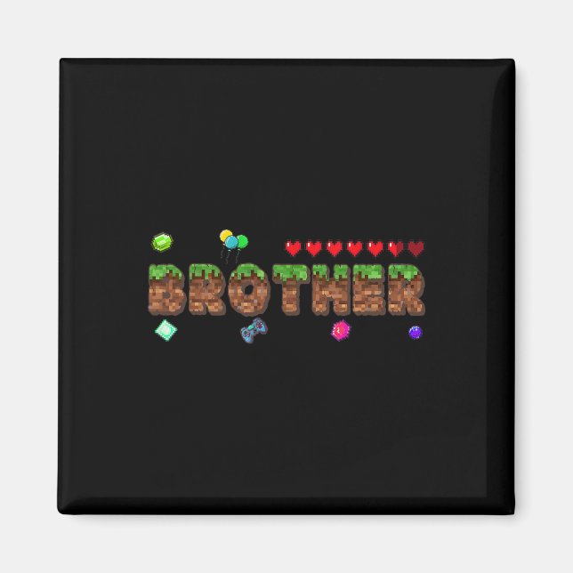 Brother Of The Birthday Boy Pixel Game Matching Fa Magnet (Vorne)