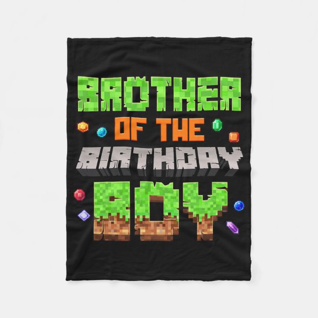 Brother Of The Birthday Boy Pixel Gaming Video Gam Fleecedecke (Vorderseite)
