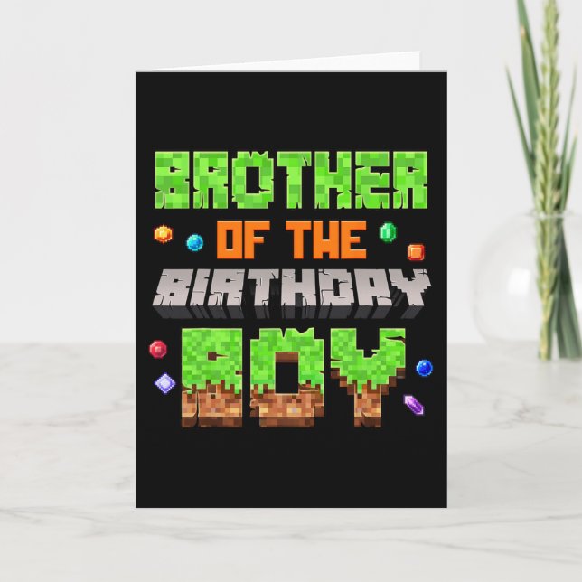 Brother Of The Birthday Boy Pixel Gaming Video Gam Karte (Vorderseite)