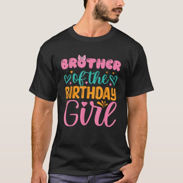 Brother of The Birthday Girl Cute Pink Bow Family  T-Shirt (Vorderseite)