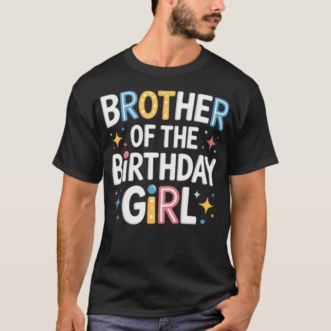 Brother Of The Birthday Girl Pink Family Party T-Shirt (Vorderseite)