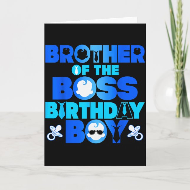 Brother Of The Boss Birthday Boy Baby Family Decor Karte (Vorderseite)