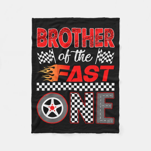 Brother Of The Fast One First Birthday Racing Car  Fleecedecke (Vorderseite)
