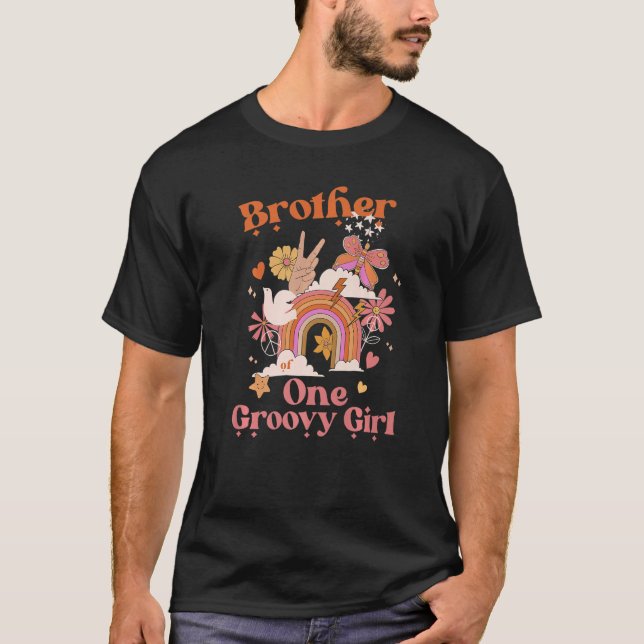 Brother One Groovy Girl Boho Hippie Retro Rainbow T-Shirt (Vorderseite)