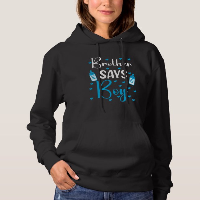 brother says boy gender reveal party matching fami hoodie (Vorderseite)