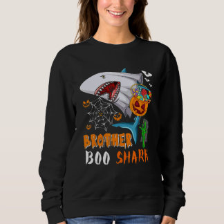 Brother Shark Boo Halloween Shark Boo Ghost Candie Sweatshirt