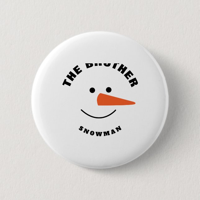 Brother Snowman Face Squad Matching Family Costume Button (Vorderseite)