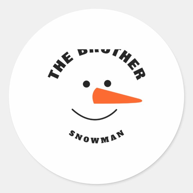 Brother Snowman Face Squad Matching Family Costume Runder Aufkleber (Vorderseite)