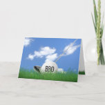 Brother's birthday golf ball in grass karte<br><div class="desc">White golf ball in green grass with golf club and sky background for brother's birthday.</div>