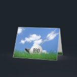 Brother's birthday golf ball in grass karte<br><div class="desc">White golf ball in green grass with golf club and sky background for brother's birthday.</div>