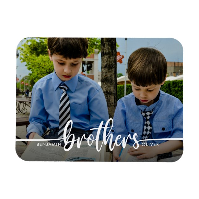 Brothers Script Modernes Foto Magnet (Horizontal)