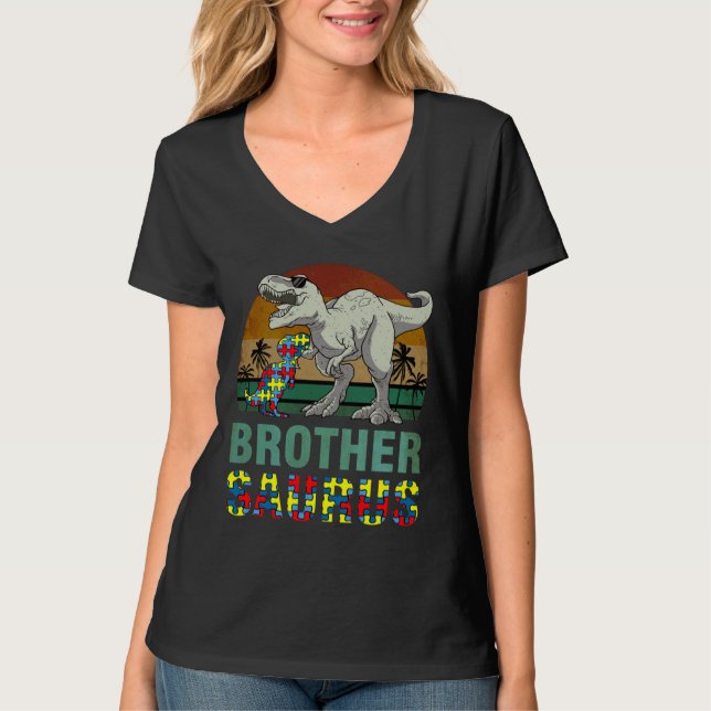 Brothersaurus Dinosaur Rex Brother Saurus Autism A T-Shirt (Vorderseite)