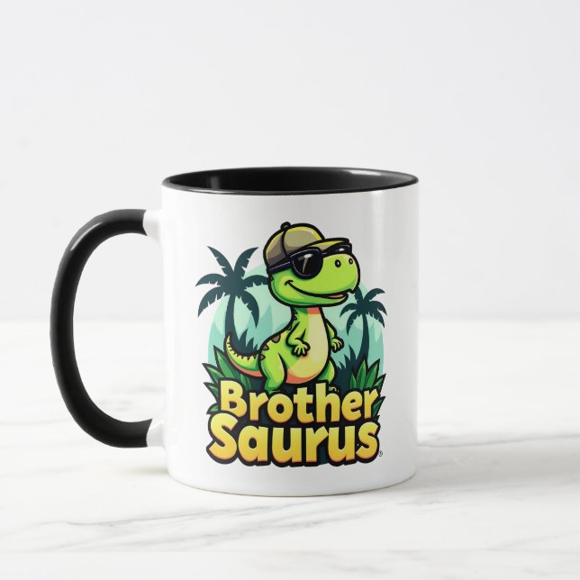 Brothersaurus - Fun Cartoon Dinosaur Brother v3 Tasse (Links)
