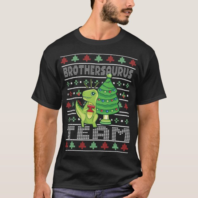 Brothersaurus Ugly Christmas Sweater T-Shirt (Vorderseite)
