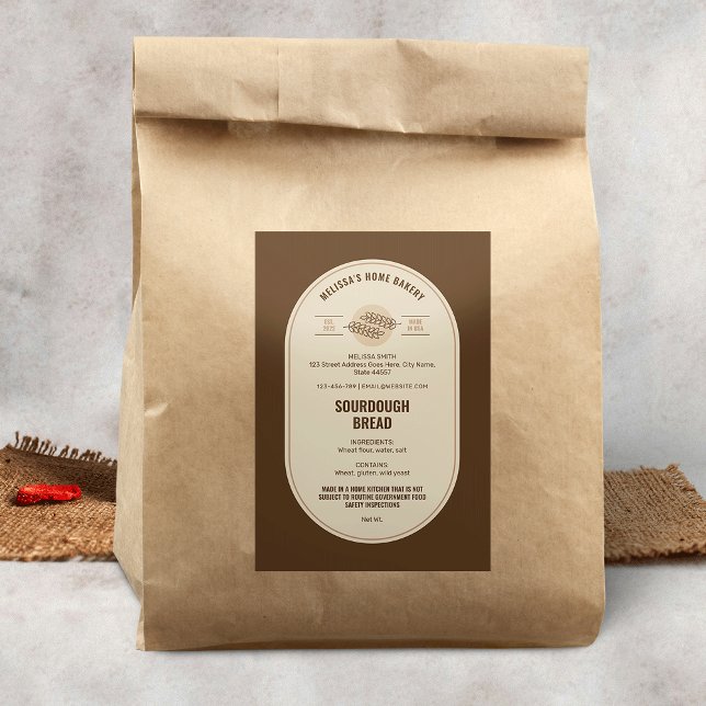 Brotlaib Minimale Hütte Gesetz Rohbackwaren Lebensmitteletikett (Modern bakery cottage law label design in neutral beige and brown tones)