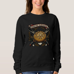 Brotverdiener Sourdough Tattoo Flash Lustiger Bäc Sweatshirt