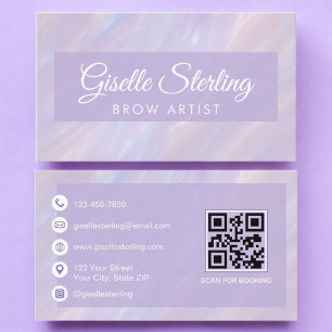 Brow Artist Iridescent QR Code Opal Holographic Visitenkarte