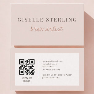 Brow Artist QR Code Blush Pink Visitenkarte