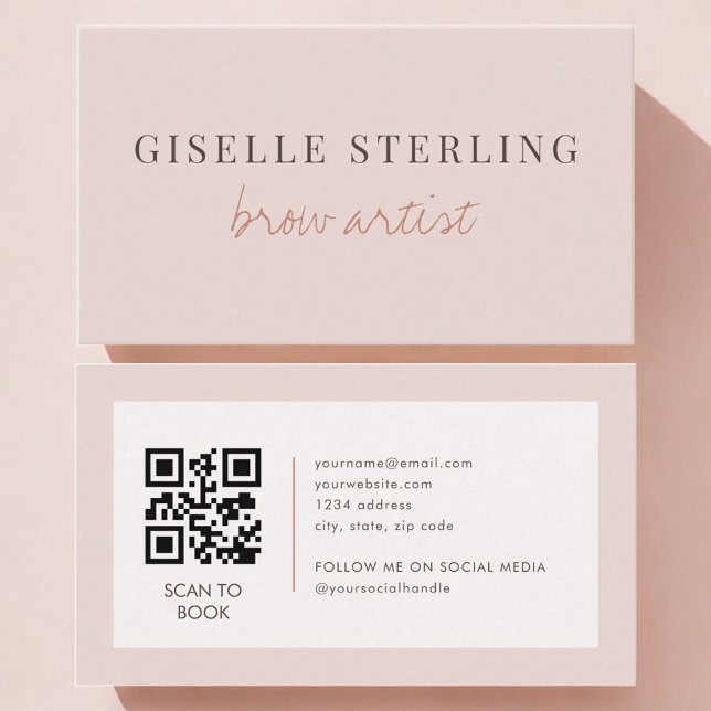 Brow Artist QR Code Blush Pink  Visitenkarte (Von Creator hochgeladen)