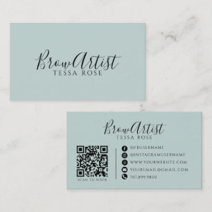 Brow Artist QR Code Staubblau Grün Visitenkarte