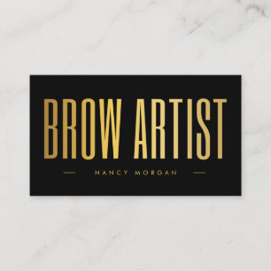Brow Artist QR-Code und Logo Schwarz und Gold  Visitenkarte