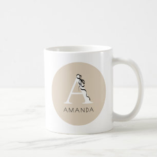 Brow Elegant Initial Girly Black Bow Chic Monogram Kaffeetasse