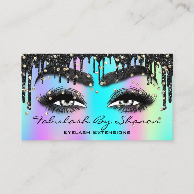 Brow Eyelash Extension QRCode Microbling Holograp Visitenkarte (Vorderseite)