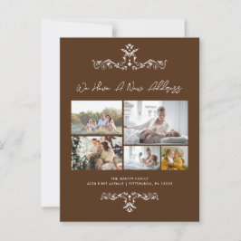 Brown 5 Fotos Verziert Moving Ankündigung Postkarte