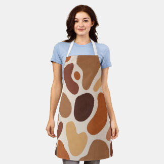 Brown Abstract Organic Shapes Print All-Over Print Schürze