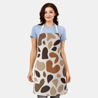 Brown Abstract Organic Shapes Print All-Over Print Schürze
