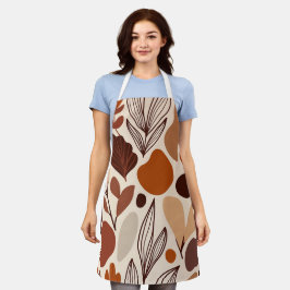 Brown Abstract Organic Shapes Print All-Over Print Schürze