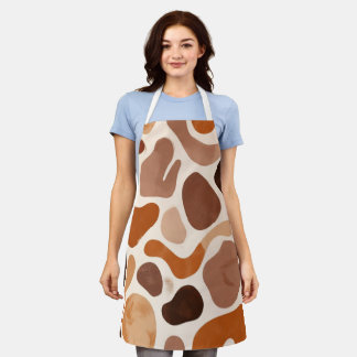 Brown Abstract Organic Shapes Print All-Over Print Schürze
