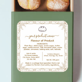 Brown Add your logo FLORIDA Hütte Food Law Label Quadratischer Aufkleber