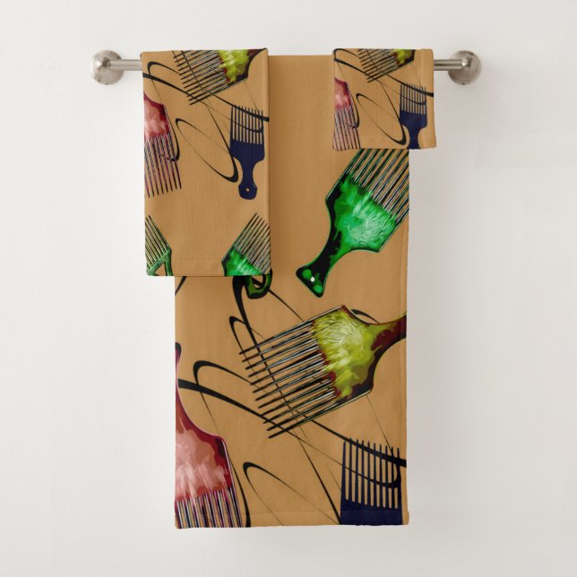 Brown Afro comb Badhandtuch Set (Insitu)
