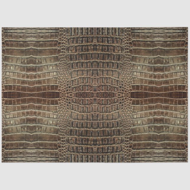 Brown Alligator Leather Anomal Print Seidenpapier (Vorderseite)