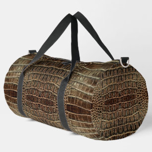 Brown Alligator Leather Duffle Bag