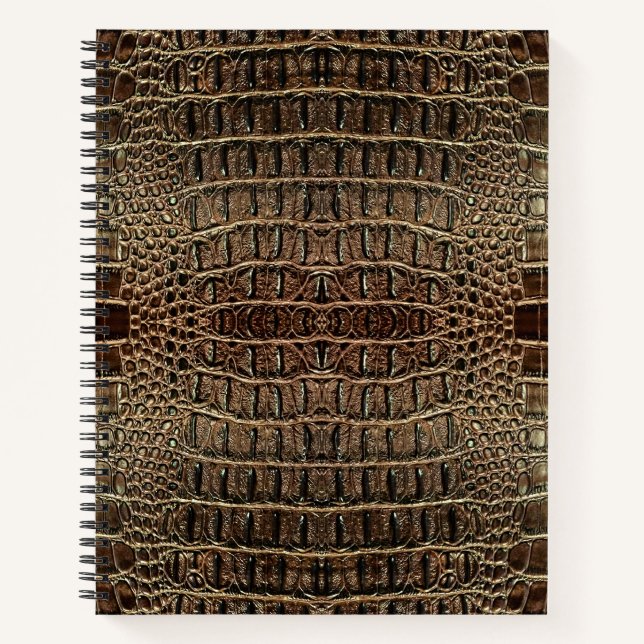 Brown Alligator Leather Notizbuch (Vorderseite)