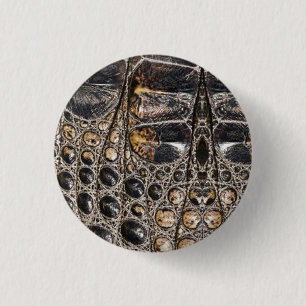 Brown American Alligator Skin Leather Print Button